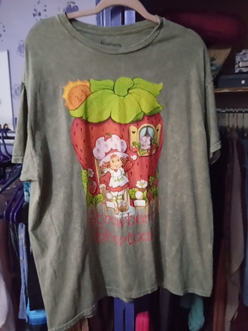Strawberry Shortcake Graphic Tee in Olive Green